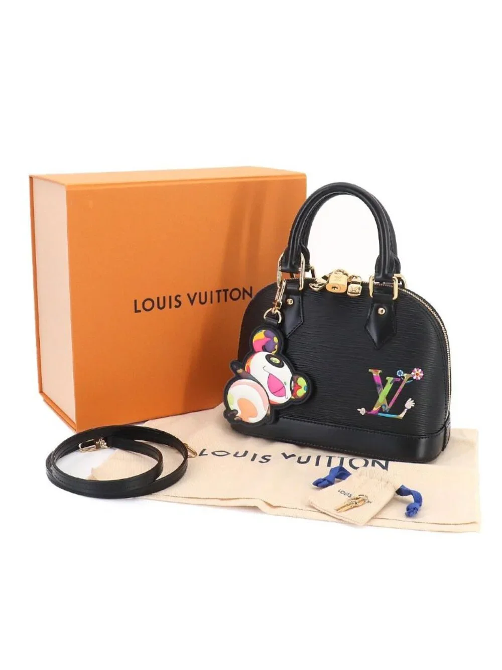 Louis Vuitton LV Takashi Murakami Epi Alma BB 2-Way Bag Black